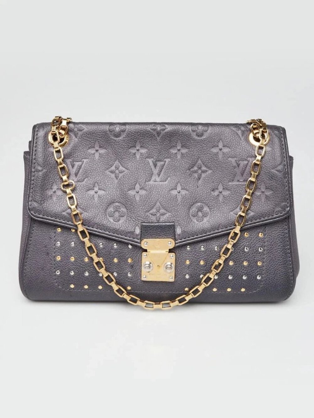 Louis Vuitton Gris Silver Empreinte Leather Studded St. Germain PM Bag